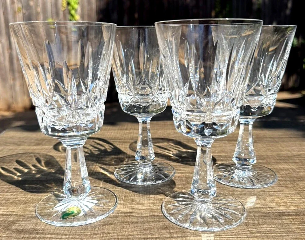 Waterford Rosslare Crystal Water Goblets Set of 4 Signed Ireland-1 Original Tag